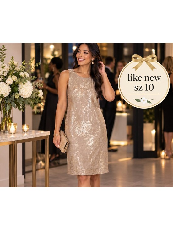 Dresses & Skirts - Ignite Evenings | 10 | Champagne Metallic Floral Dress